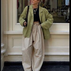 Sundeh Sunday Best green faux leather jacket shacket collared button down xs
